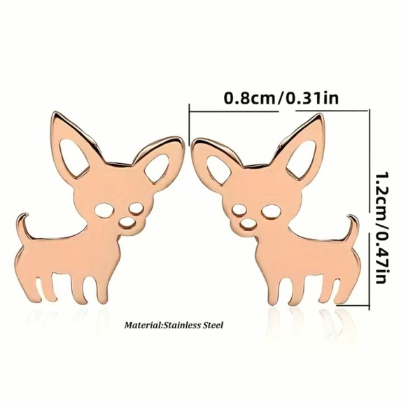 Chihuahua Dog NWT Stainless Steel Silver Earrings Unisex - Picture 5 of 7